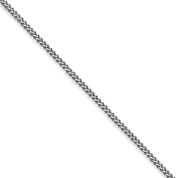 1.1mm 14k White Gold Solid Franco Chain Necklace 16 Inch